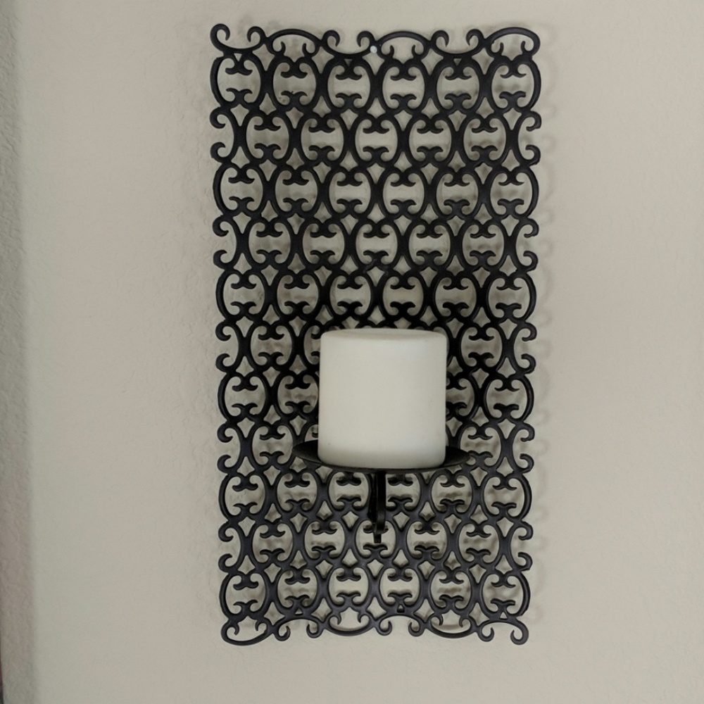 Pair of Metal Scroll Design Wall Candle Sconces
